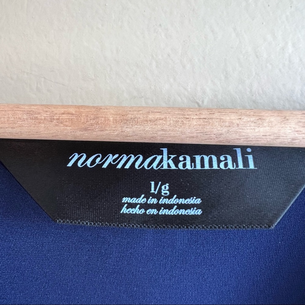 NORMA KAMALI Navy V-Neck Ruched Dress Size Large MSRP $120 - Picture 3 of 7